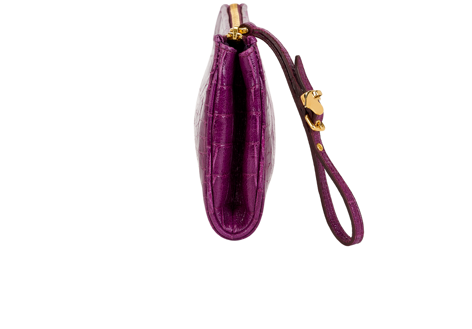 Miu Miu Croc Embossed Wristlet, &pound;295, Accessories, Purple, Leather, Side view
